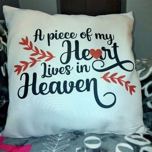 A Piece of My Heart Lives in Heaven Memorial Accent Pillow Case